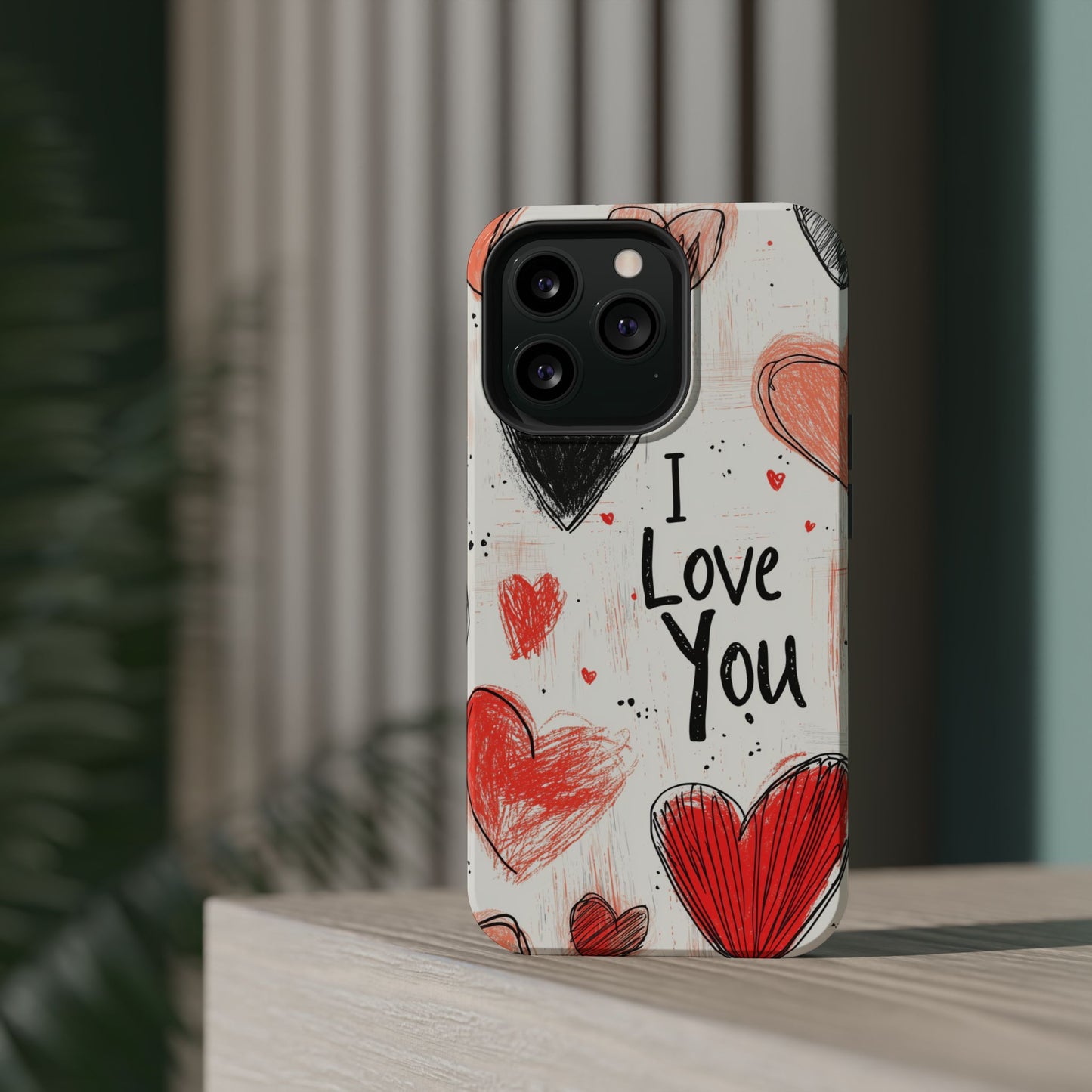 Romantic "I Love You" Heart Sketch - MagSafe Compatible Case