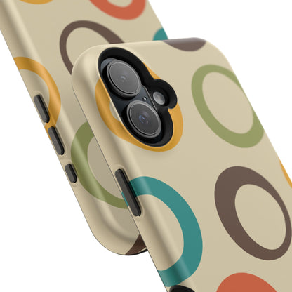 Retro Colorful Rings MagSafe iPhone Case – Shockproof, Matte Finish, Dual-Layer Protection