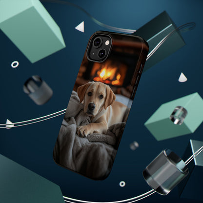 Cozy Golden Retriever by the Fireplace - MagSafe Case