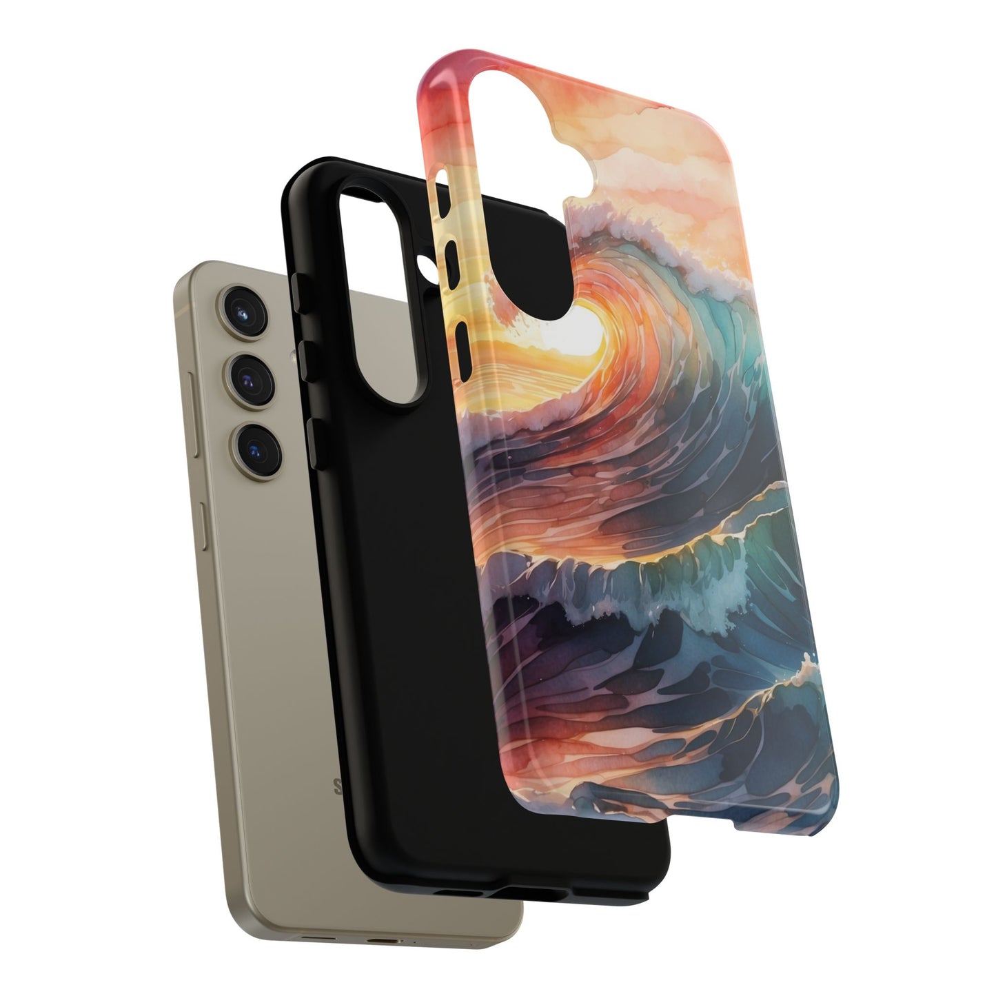 Ocean Sunrise Wave Samsung Galaxy Case – Vibrant Watercolor Wave Design