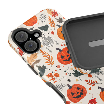 Halloween Pumpkin & Skeleton MagSafe iPhone Case – Spooky Autumn Design