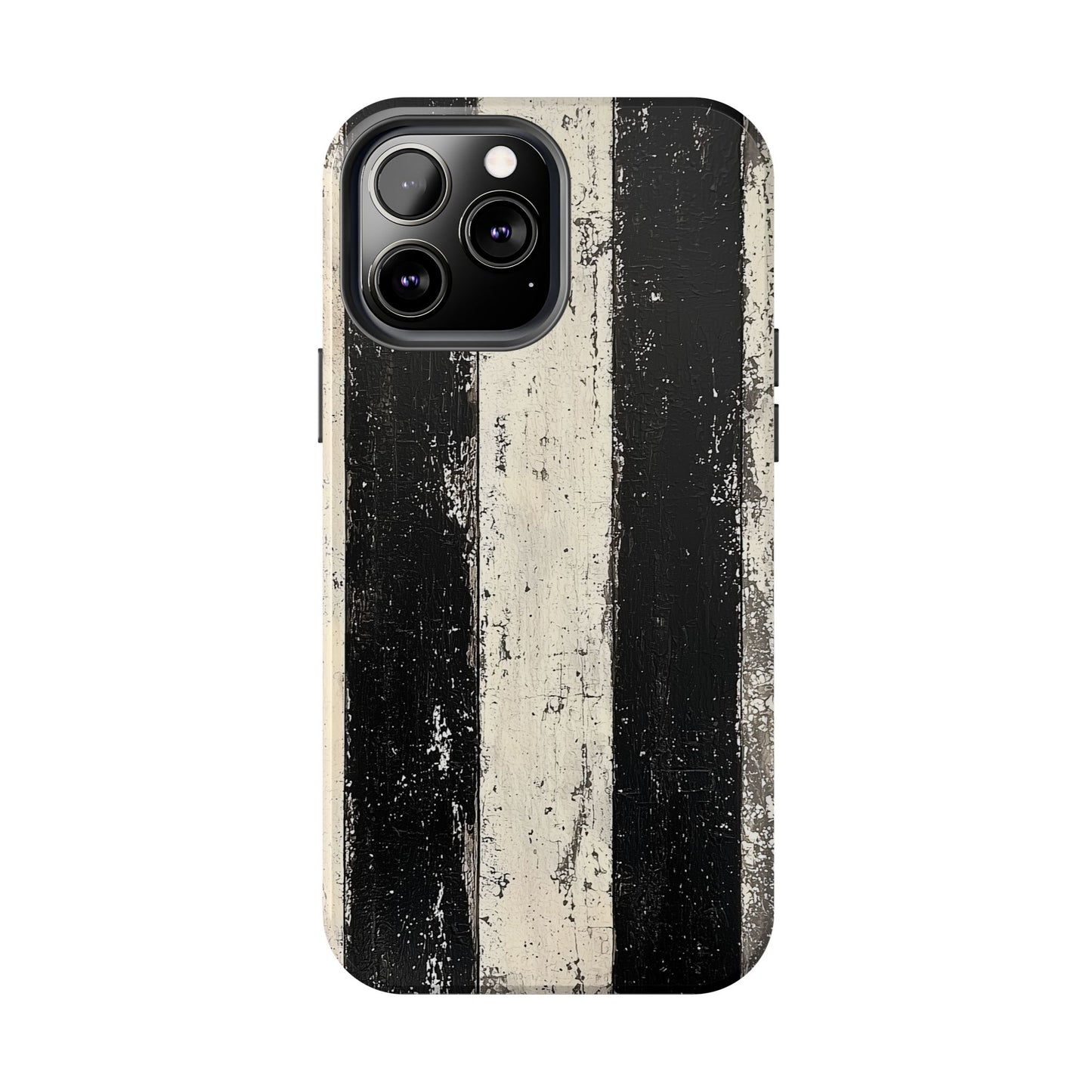 Vintage Vertical Stripe iPhone Case - Black & White Grunge Design - BOGO Cases