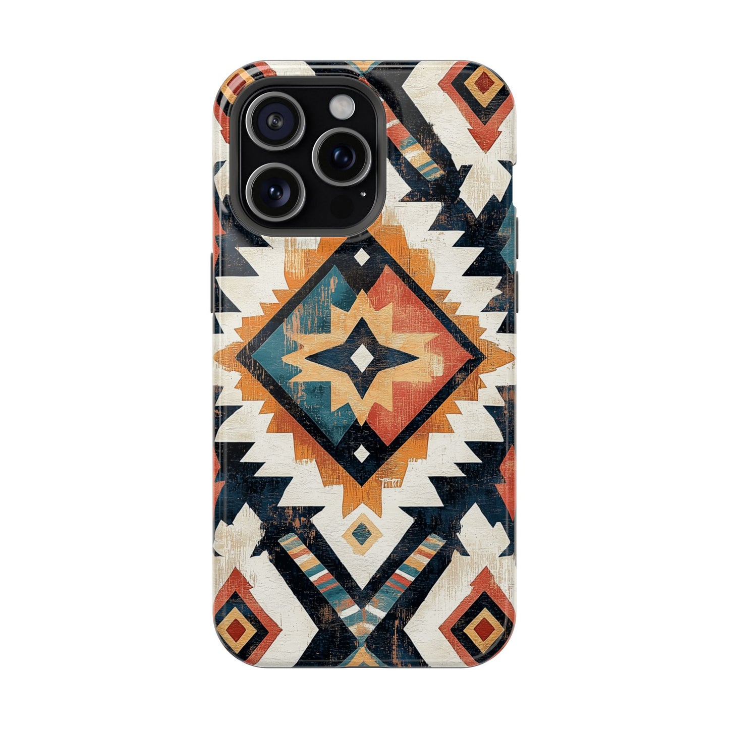 Vintage Southwestern Diamond Tough MagSafe iPhone Case – Rustic Tribal Design, Dual-Layer Protection