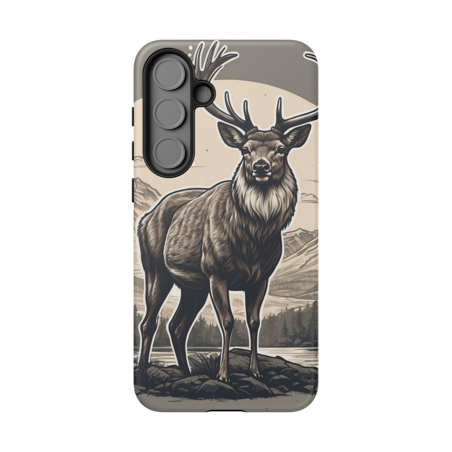 Monochrome Majesty – Regal Stag Samsung Galaxy Phone Case
