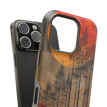 Moody Forest Moonrise MagSafe iPhone Case – Dark Landscape Design, Dual-Layer Protection