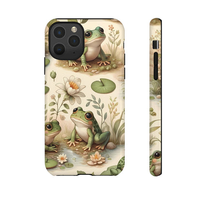 Cute Frogs Phone Case - Pond Pals Frolic - Charming Frog Lily Pad Phone Case for iPhone, Google & Samsung! Great Gift For Any Frog Lover!