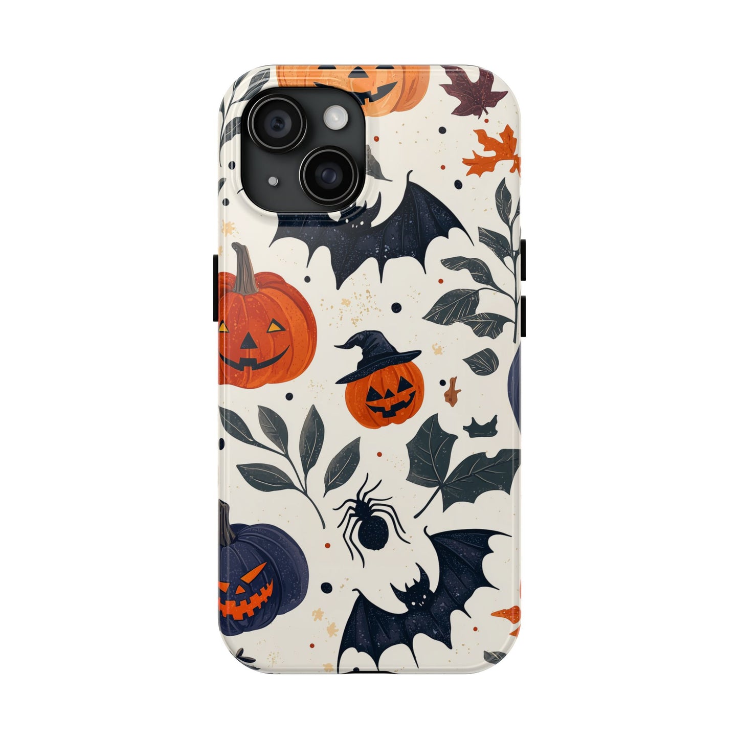 Spooky Halloween iPhone Case – Pumpkins, Bats, and Spider Design