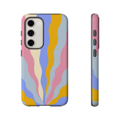 Pastel Radiance Samsung Galaxy Case – 70s-Inspired Dual-Layer Design with Wavy Sunburst Pattern