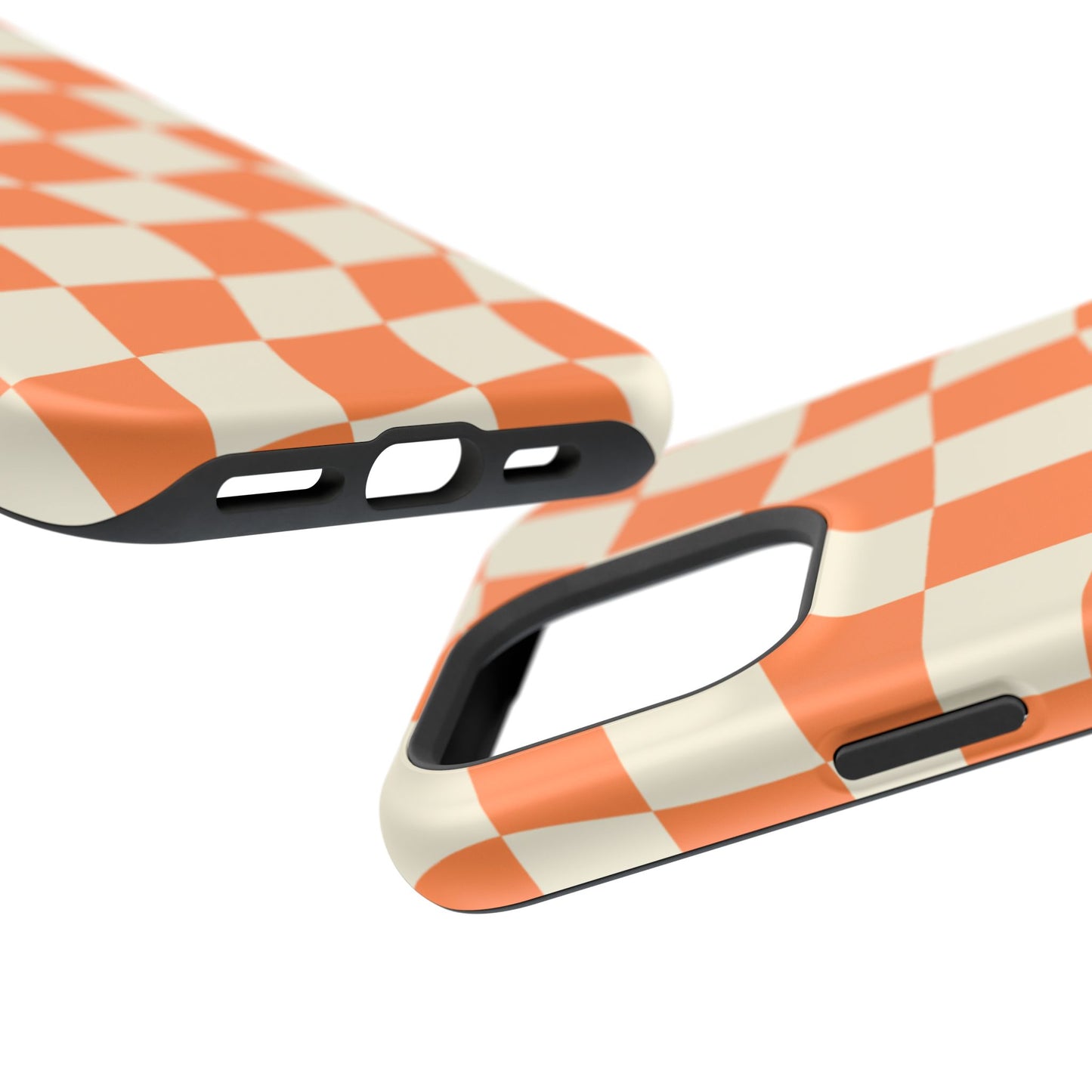 Wavy Retro Checkerboard MagSafe iPhone Case – Shockproof, Matte Finish, Dual-Layer Protection