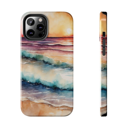 Sunset Waves iPhone Case – Vibrant Watercolor Design