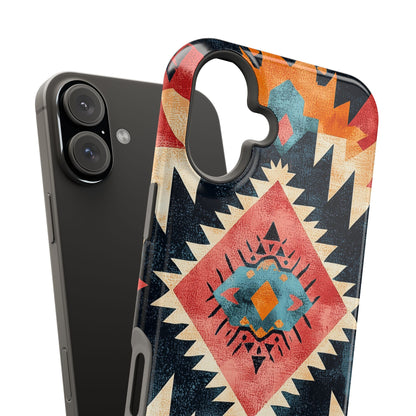 Bold Aztec Pattern Tough MagSafe iPhone Case – Vibrant Geometric Design, Dual-Layer Protection