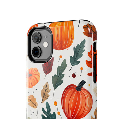 Autumn Harvest iPhone Case - Pumpkin and Fall Leaf Design