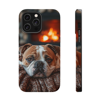 Cozy Bulldog MagSafe Case – Fireside-Inspired Protective Cover