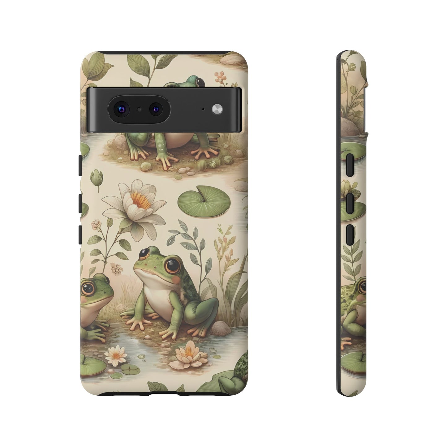 Cute Frogs Phone Case - Pond Pals Frolic - Charming Frog Lily Pad Phone Case for iPhone, Google & Samsung! Great Gift For Any Frog Lover!