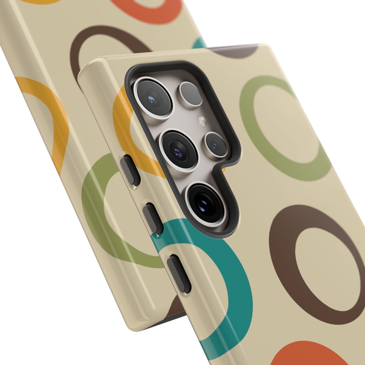 Retro Colorful Rings Samsung Galaxy Case – Shockproof, Matte Finish, Dual-Layer Protection