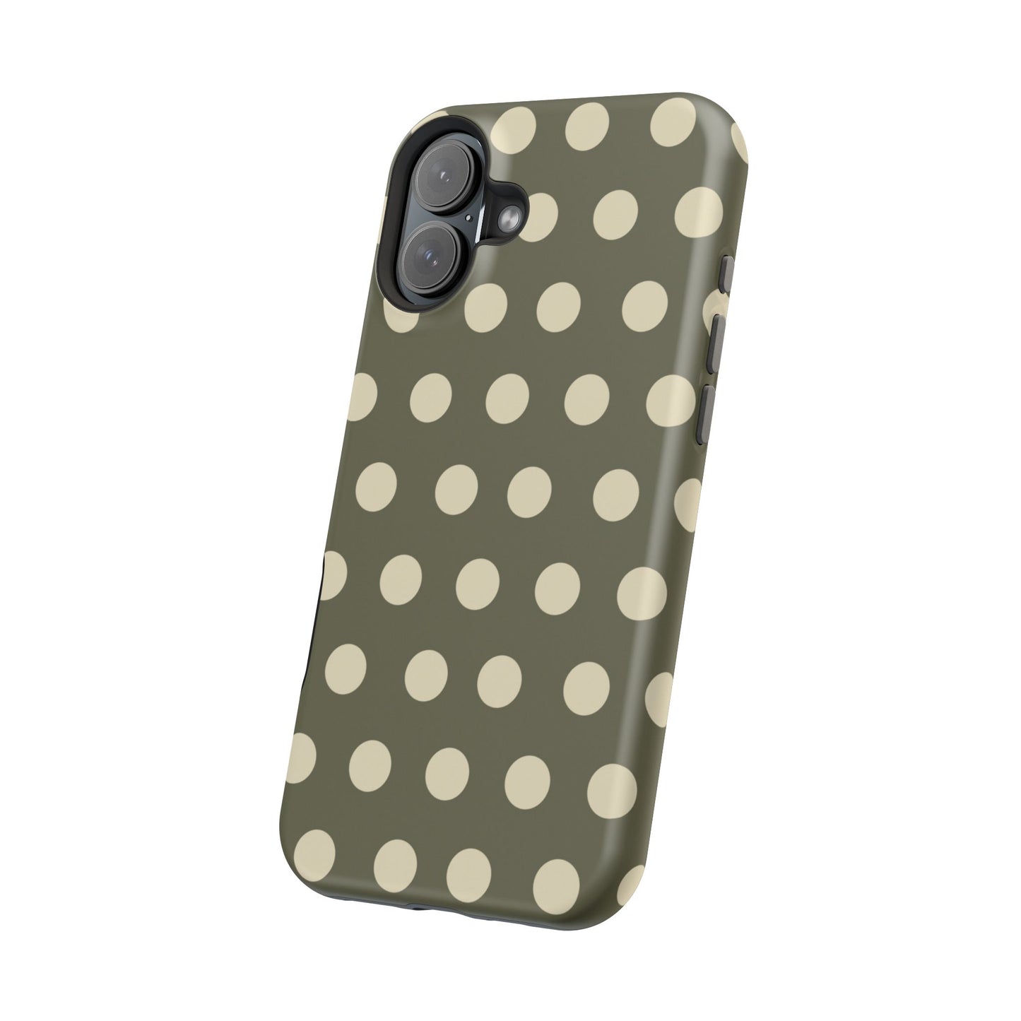 Vintage Green & Cream Polka Dots – MagSafe iPhone Case