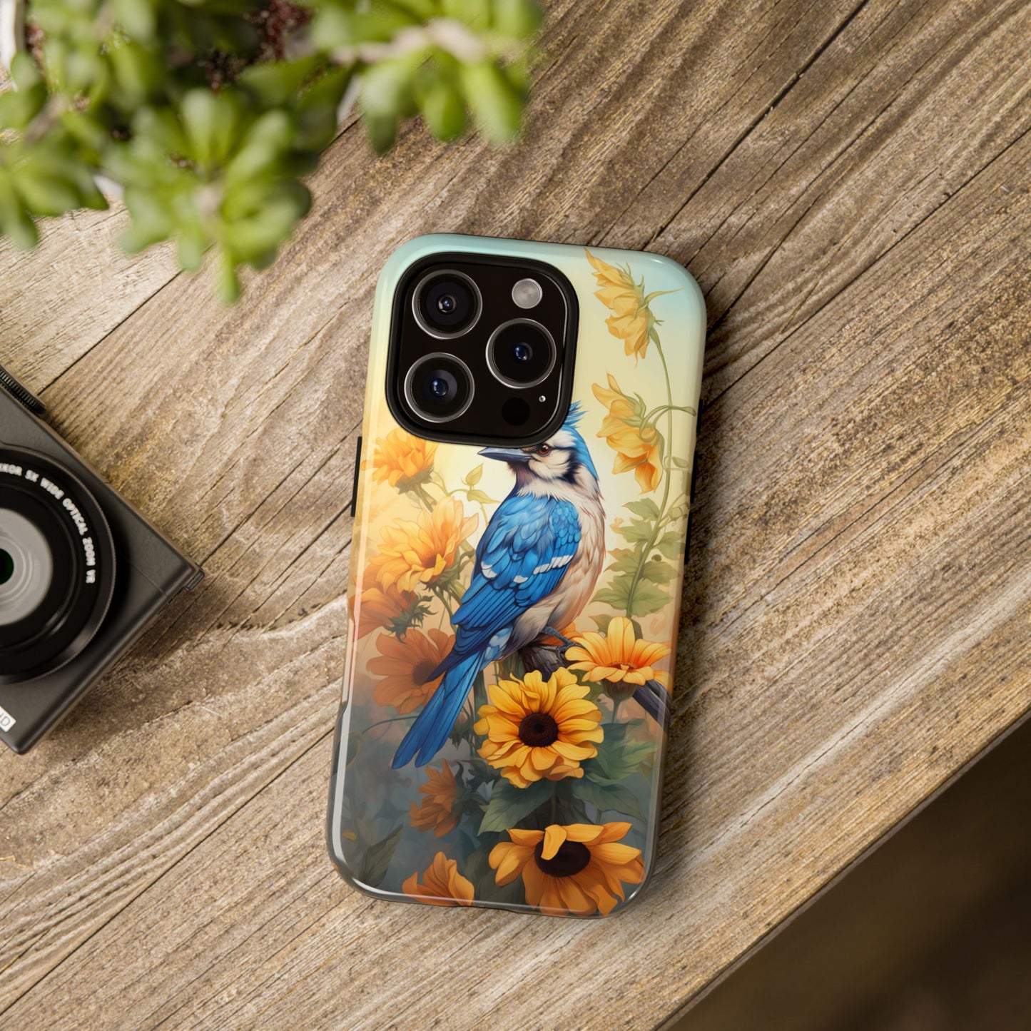 Blue Jay & Sunflowers Phone Case - Perfect Gift for Bird Lovers!