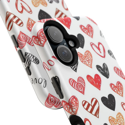 MagSafe Case: Hand-Drawn Hearts & Love