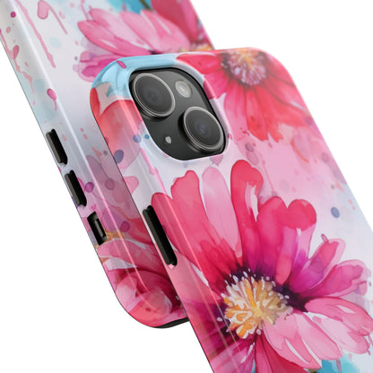 Vibrant Watercolor Red & Pink Floral - iPhone Case