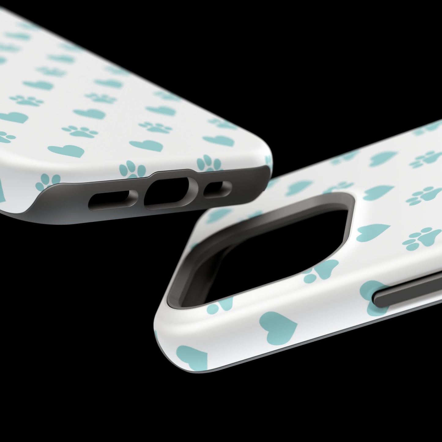 Mint Green Paw Print & Heart MagSafe Case – Pet Lover’s Magnetic Style