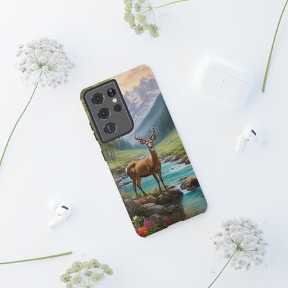 Alpine Serenity – Stag in Mountain Bliss Samsung Galaxy Phone Case