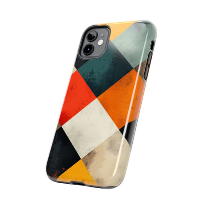 Geometric Retro iPhone  Case - Colorful Checkered Protective Cover