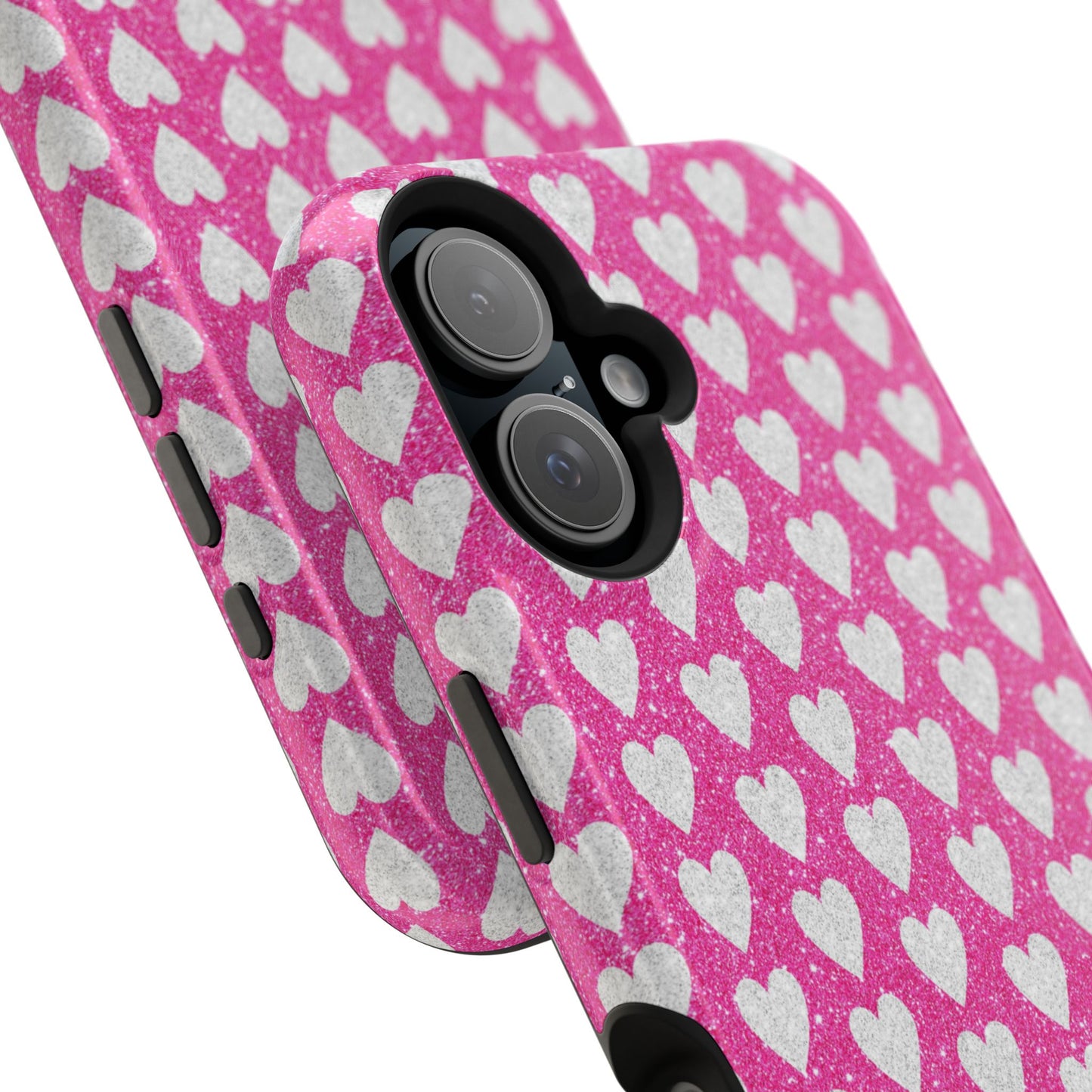 Pink Glitter Heart Pattern MagSafe Case