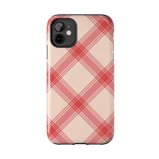 Soft Peachy Red Plaid iPhone Case