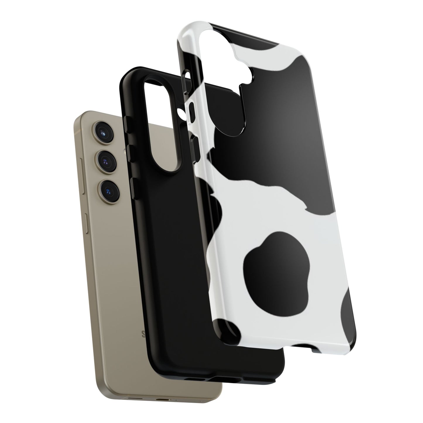 Bold Black and White Cow Print Tough Samsung Galaxy Case – Modern Animal Pattern with Dual-Layer Protection