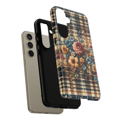 Vintage Floral Checkered Phone Case