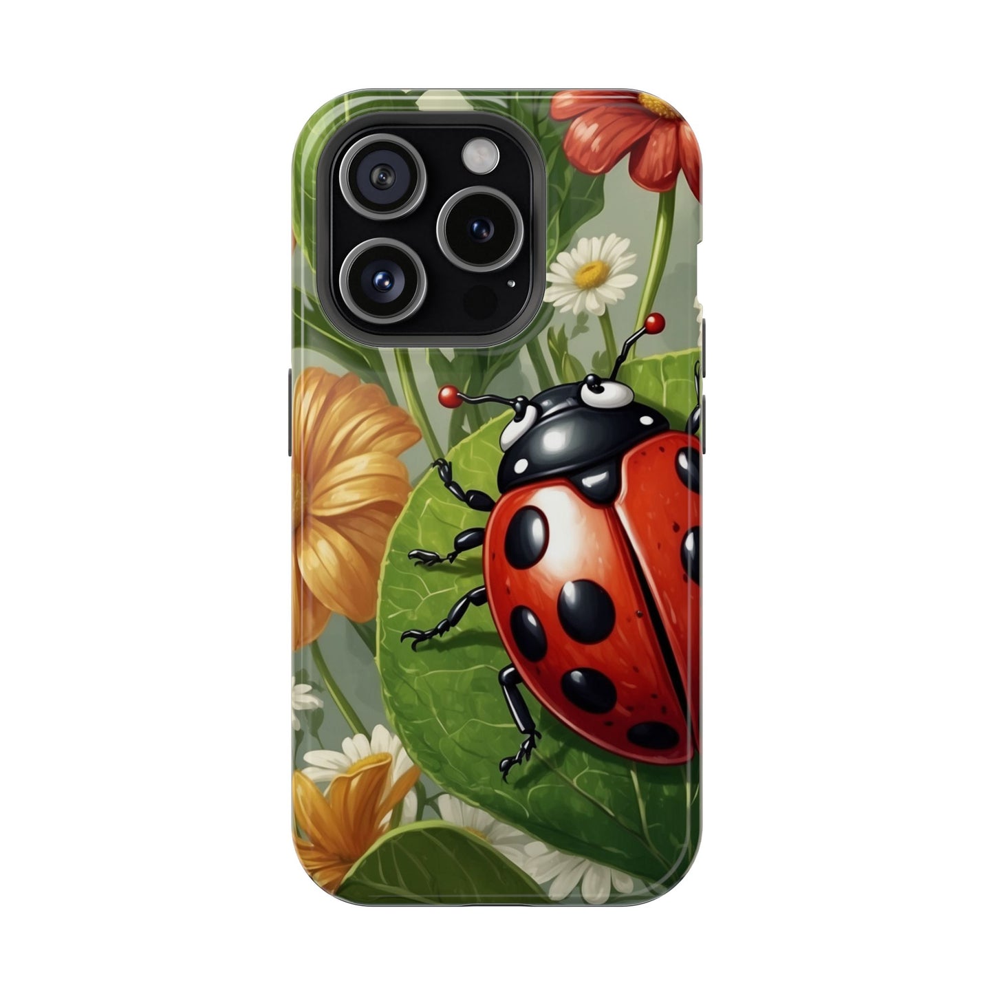 Ladybug Garden MagSafe iPhone Case – Whimsical Floral Design