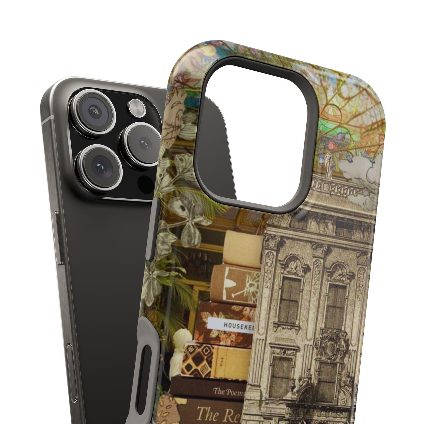 Whimsical Road Trip Collage MagSafe iPhone Case – Dual-Layer Protection with Vintage Art and Adventure Design