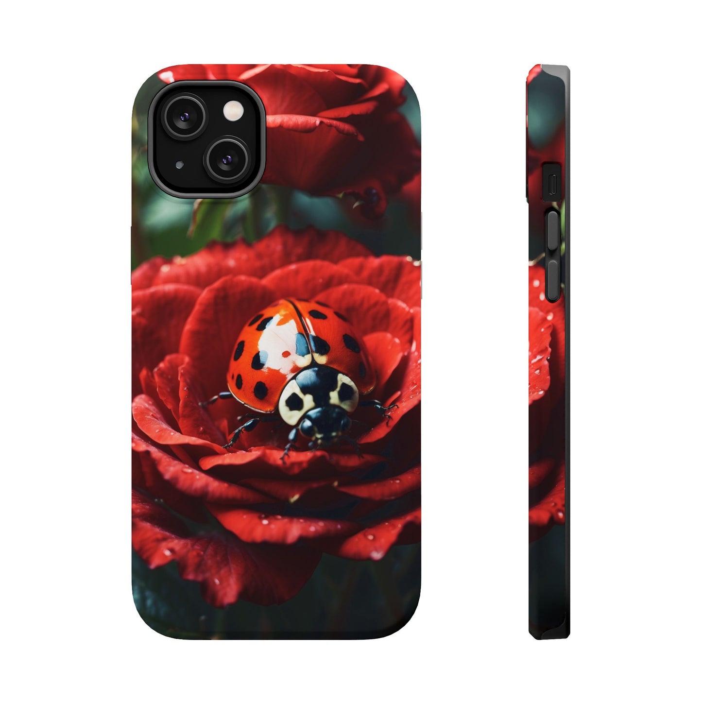 Elegant Rose & Ladybug Charm - MagSafe iPhone Case