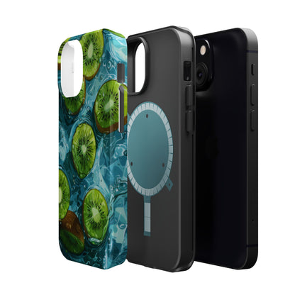 Tropical Kiwi Splash MagSafe iPhone Case – Tough Dual-Layer, Vibrant Summer Design