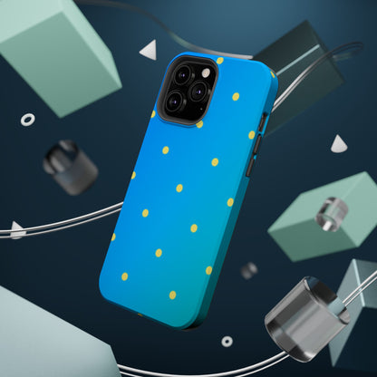 Blue Ocean Gradient Polka Dots MagSafe iPhone Case – Shockproof, Smooth Matte Finish, Dual-Layer Design