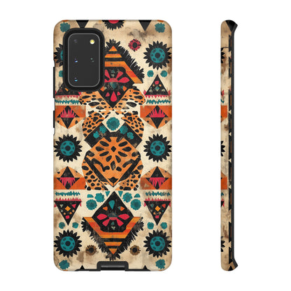 Bohemian Leopard & Tribal Floral Tough Samsung Galaxy Case – Vibrant Eclectic Design, Dual-Layer Protection