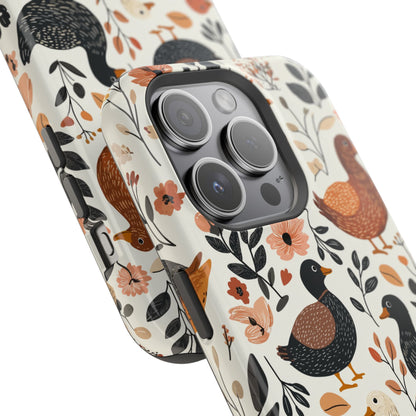 MagSafe iPhone Case: Vintage Duck – Floral & Leaf Design