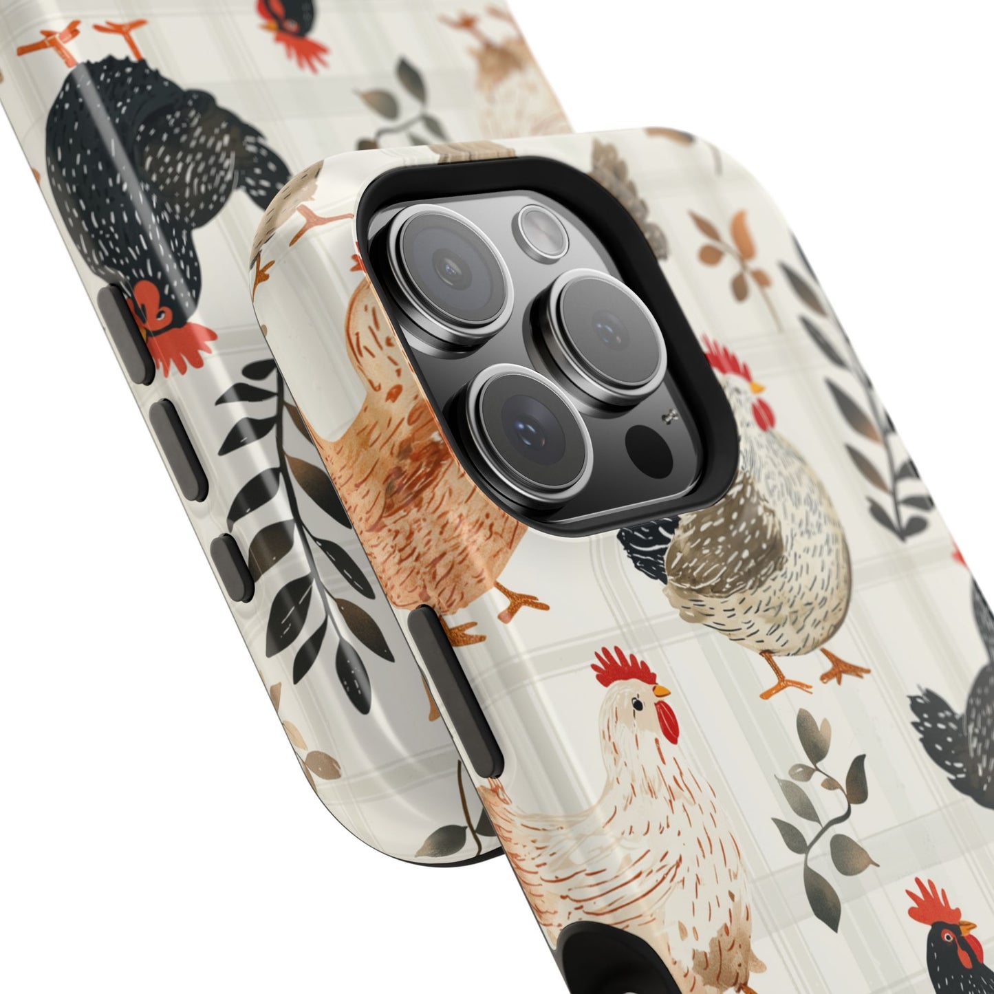 MagSafe iPhone Case: Vintage Chicken & Leaves – Farmhouse Style Case