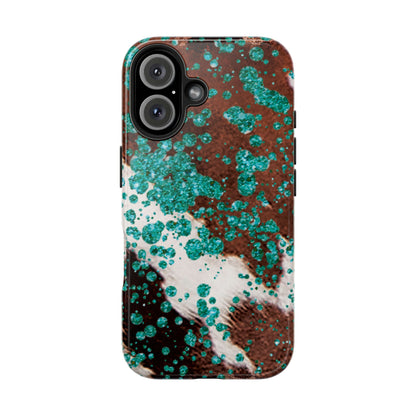 Teal Glitter Cowhide - iPhone Series Case