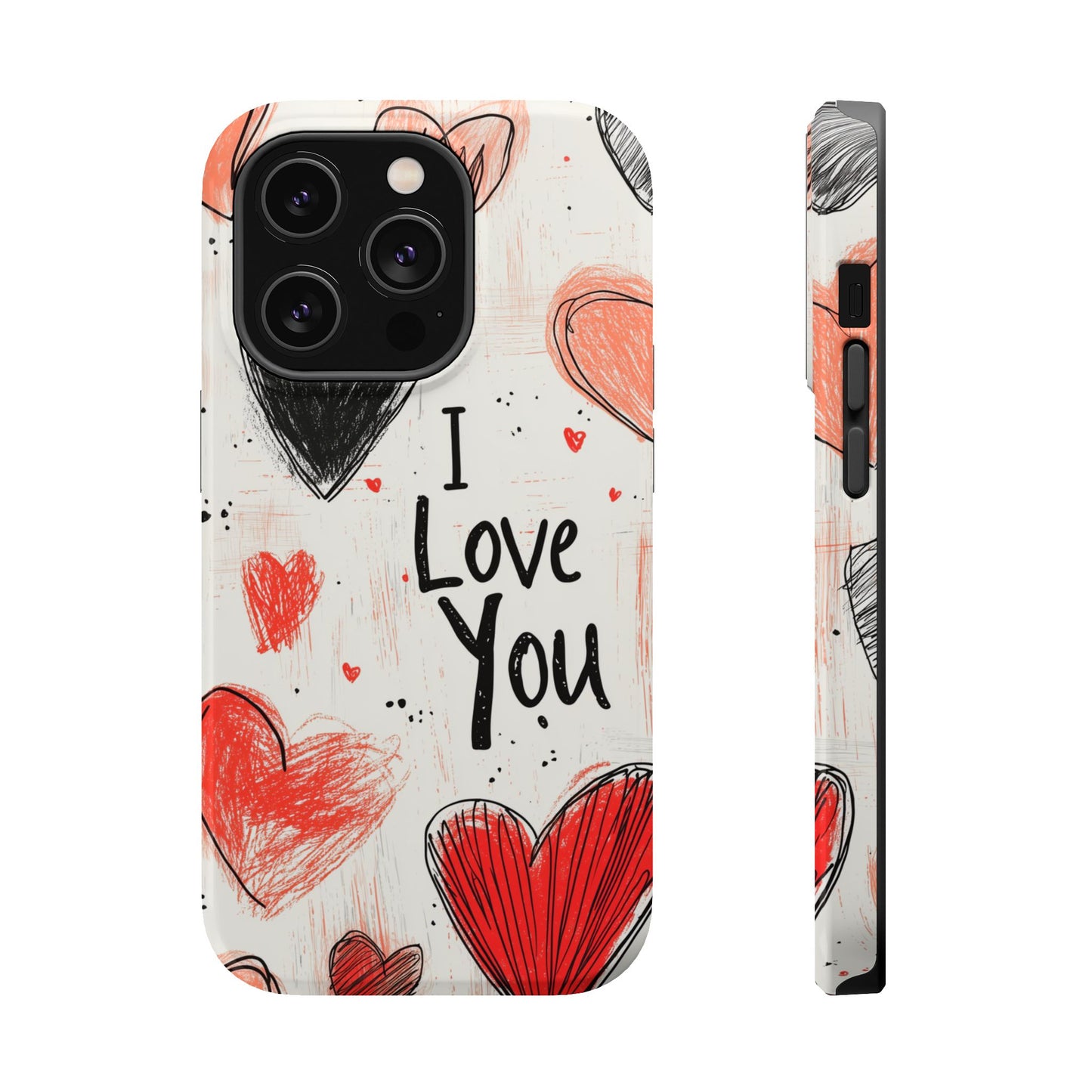 Romantic "I Love You" Heart Sketch - MagSafe Compatible Case