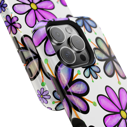 Whimsical Lavender Floral MagSafe iPhone Case – Ultra-Slim, High-Gloss Finish