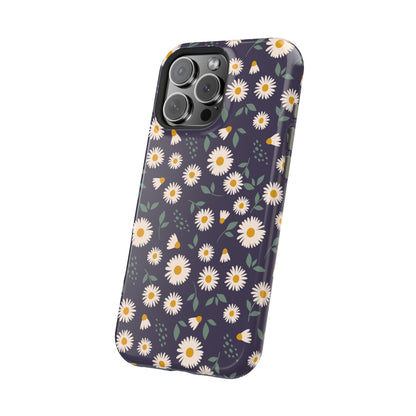 Midnight Daisy MagSafe iPhone Case – Dark Navy Floral Design, Slim and Protective