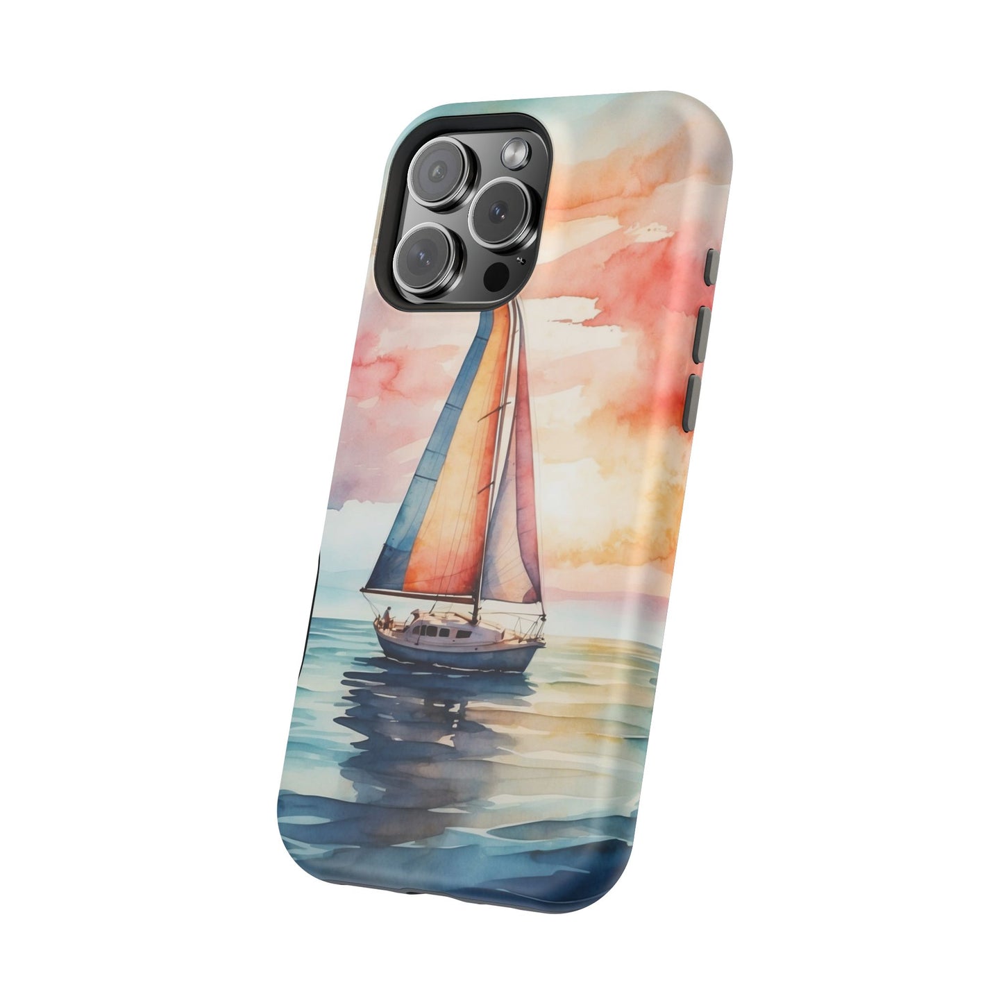 Sailboat Sunset MagSafe iPhone Case – Vibrant Watercolor Design