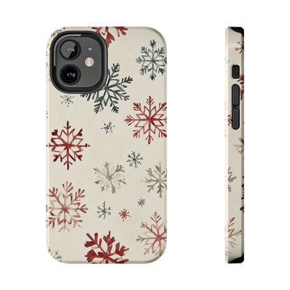 Vintage Red and Gray Snowflake Pattern – iPhone Series Case