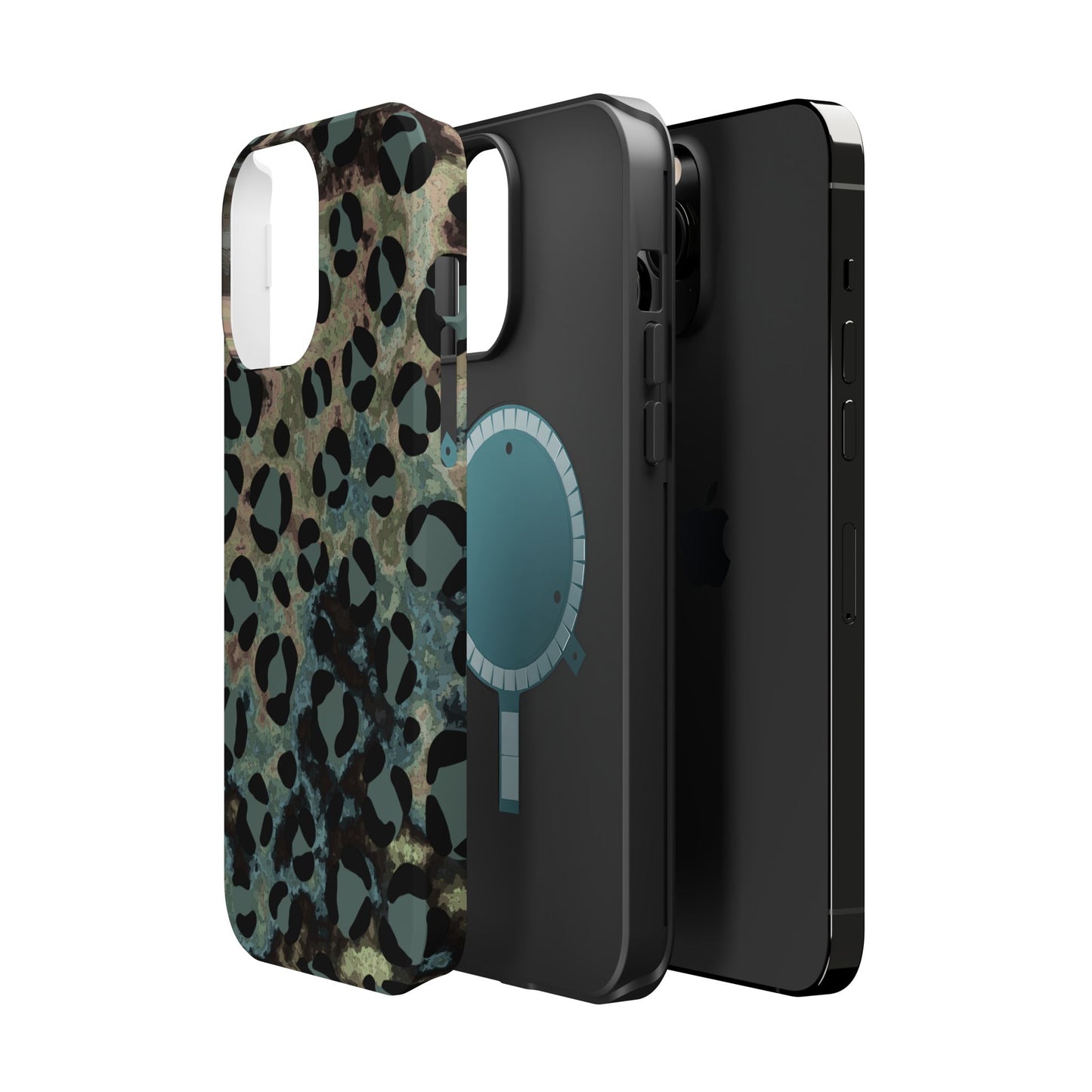 Moody Watercolor Leopard Print Tough MagSafe iPhone Case – Earthy Abstract Pattern with Dual-Layer Protection