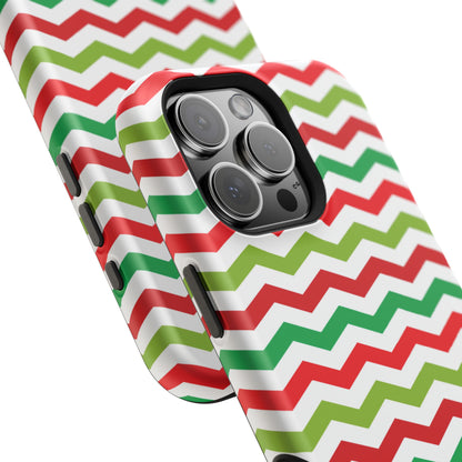 Vibrant Fiesta Chevron – Yellow Green, Green & Red Geometric MagSafe Case