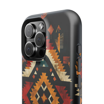 Southwestern Tribal Diamond Tough MagSafe iPhone Case – Bold Geometric Pattern, Dual-Layer Protection