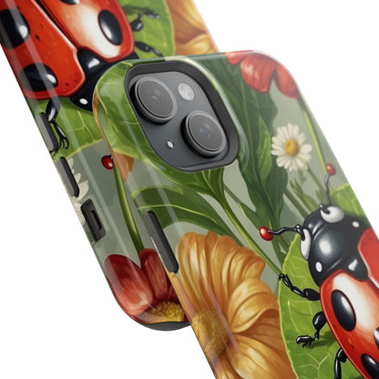 Ladybug Garden MagSafe iPhone Case – Whimsical Floral Design