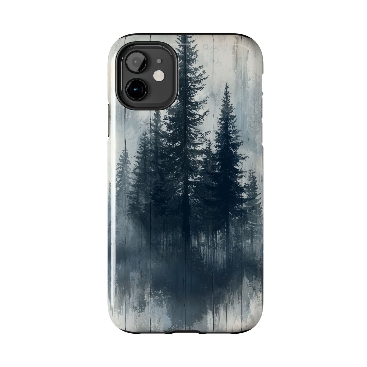 Rustic Pine Forest iPhone Case - Blue Toned Woodland Country Design