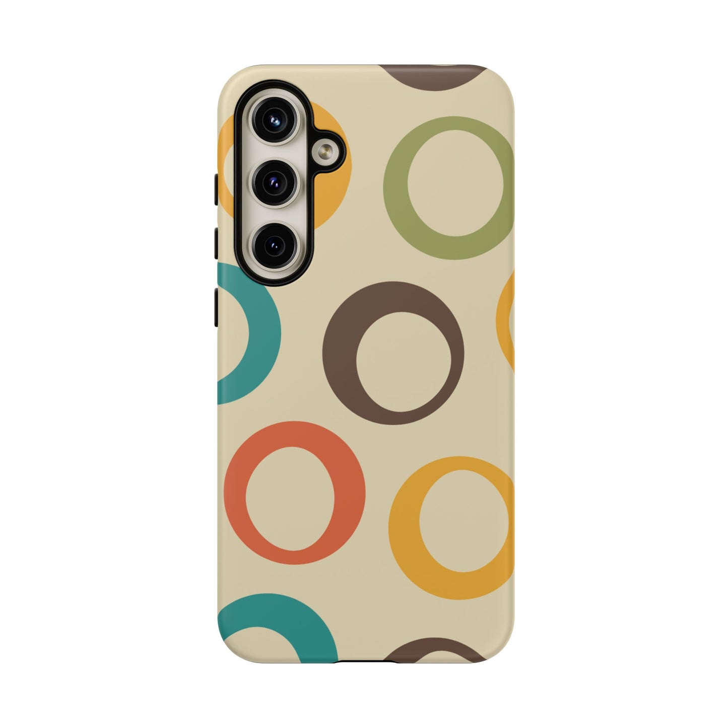 Retro Colorful Rings Samsung Galaxy Case – Shockproof, Matte Finish, Dual-Layer Protection